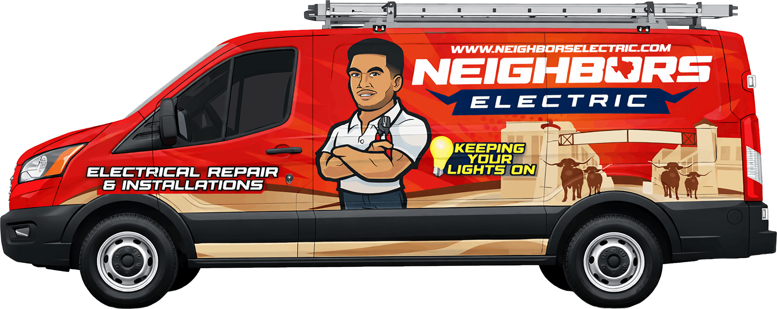 Neighbors Electric service van marked for electrical repair and installations